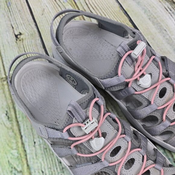KEEN Astoria West Sandals Women’s 8.5 Gray Coral Waterproof 1023589 w/Box - Picture 7 of 10